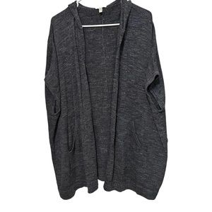 Eileen Fisher, Gray Cardigan Hood, Open Front, Organic Cotton, Womens Med/Large